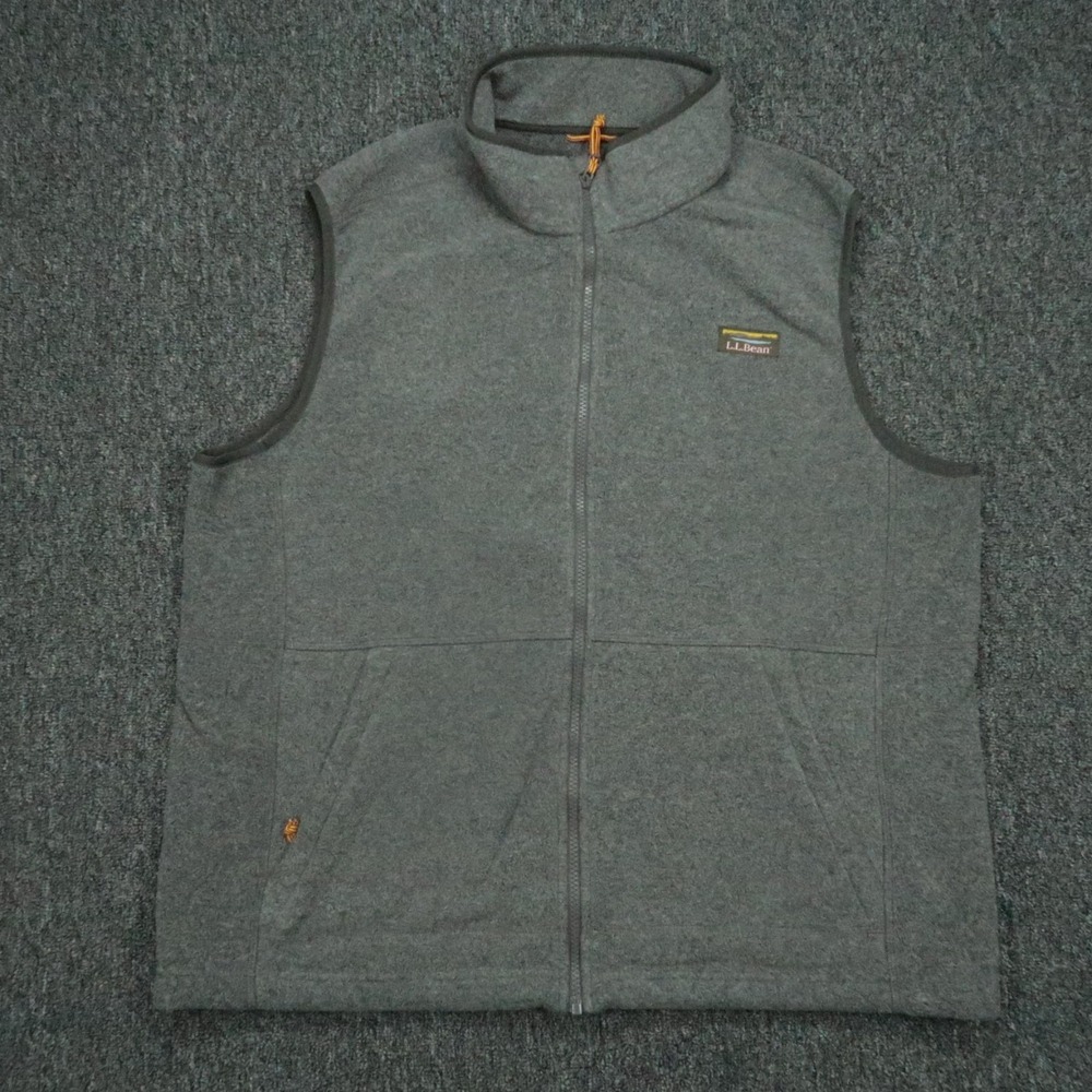 LL Bean Vest Men Extra Large Gray Mountain Classic Fleece Full Zip Pockets XL